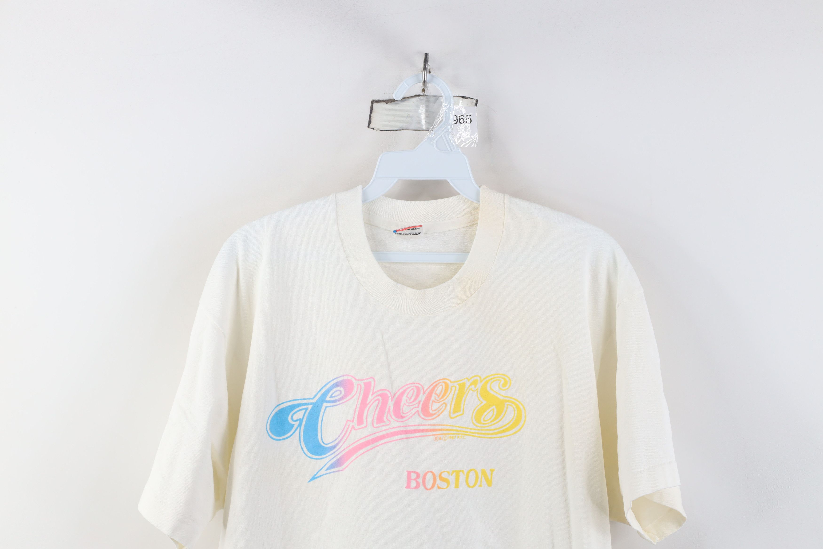 Vintage Vintage 80s Rainbow Cheers Boston Short Sleeve T-Shirt USA Size US XL / EU 56 / 4 - 2 Thumbnail