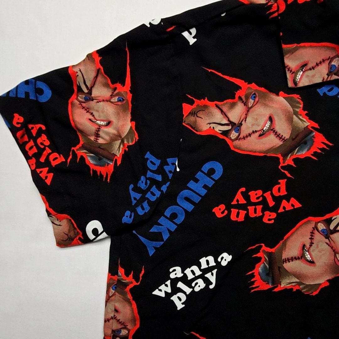 Other Chucky Horror Movie Shirt Wanna Play AOP Medium Button Up Size US M / EU 48-50 / 2 - 3 Thumbnail