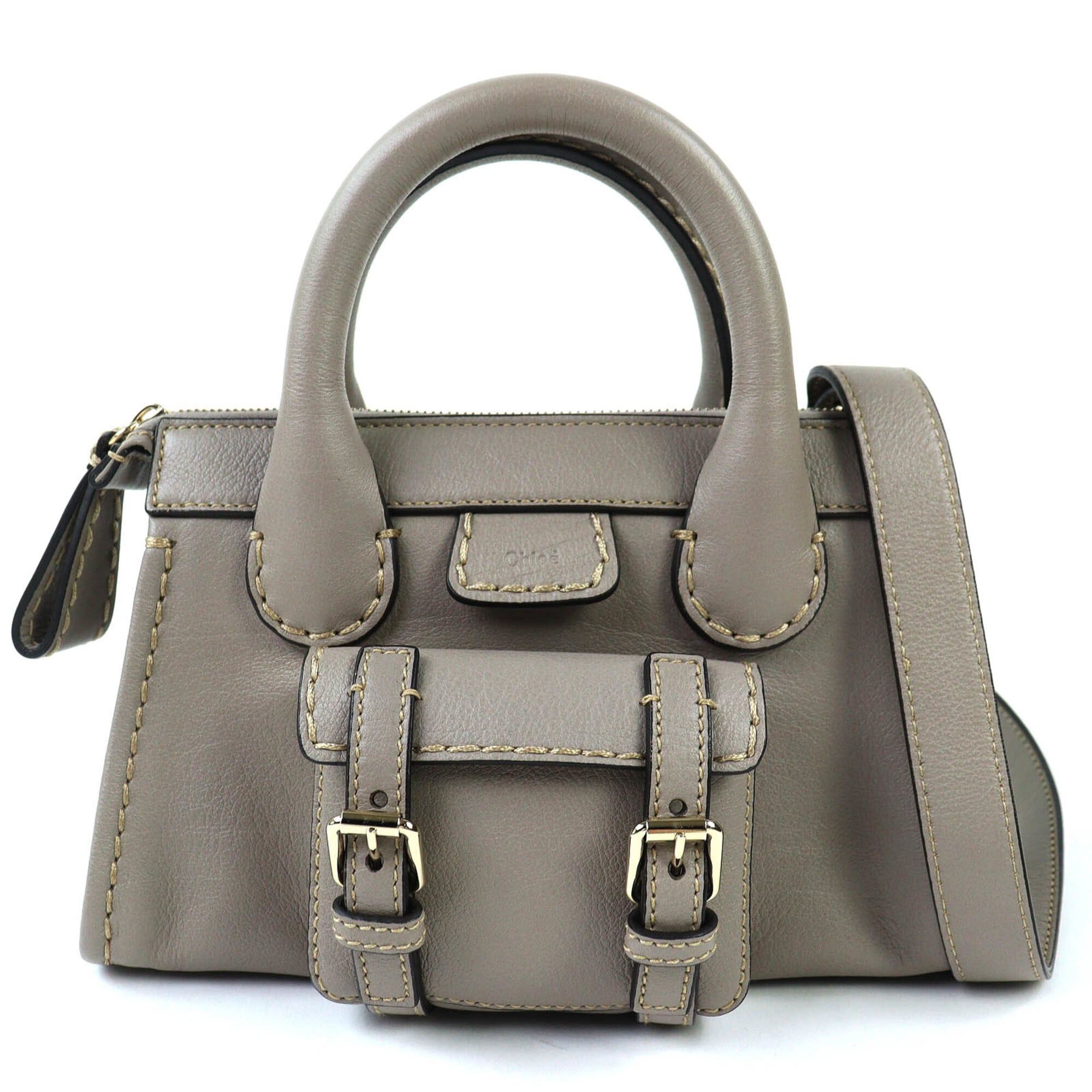 Chloe Chloé Chloe CHC21WS451F43053 EDITH MINI BAG Leather 2-Way Handbag/Shoulder Bag Cashmere Grey Comes with Dust Made in Italy Women's Size ONE SIZE - 1 Thumbnail