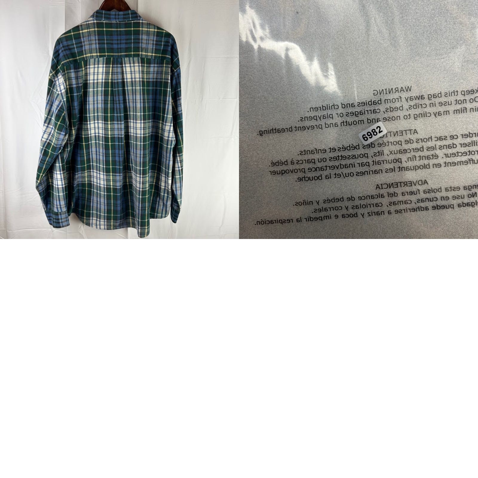 Vintage VINTAGE Adirondack Shirt Indigo Chambray Plaid Long Sleeve Button Up Mens 2XL Green Plaid Button-Up Chest Pocket Casual Fall Winter Mens Size US XXL / EU 58 / 5 - 8 Thumbnail