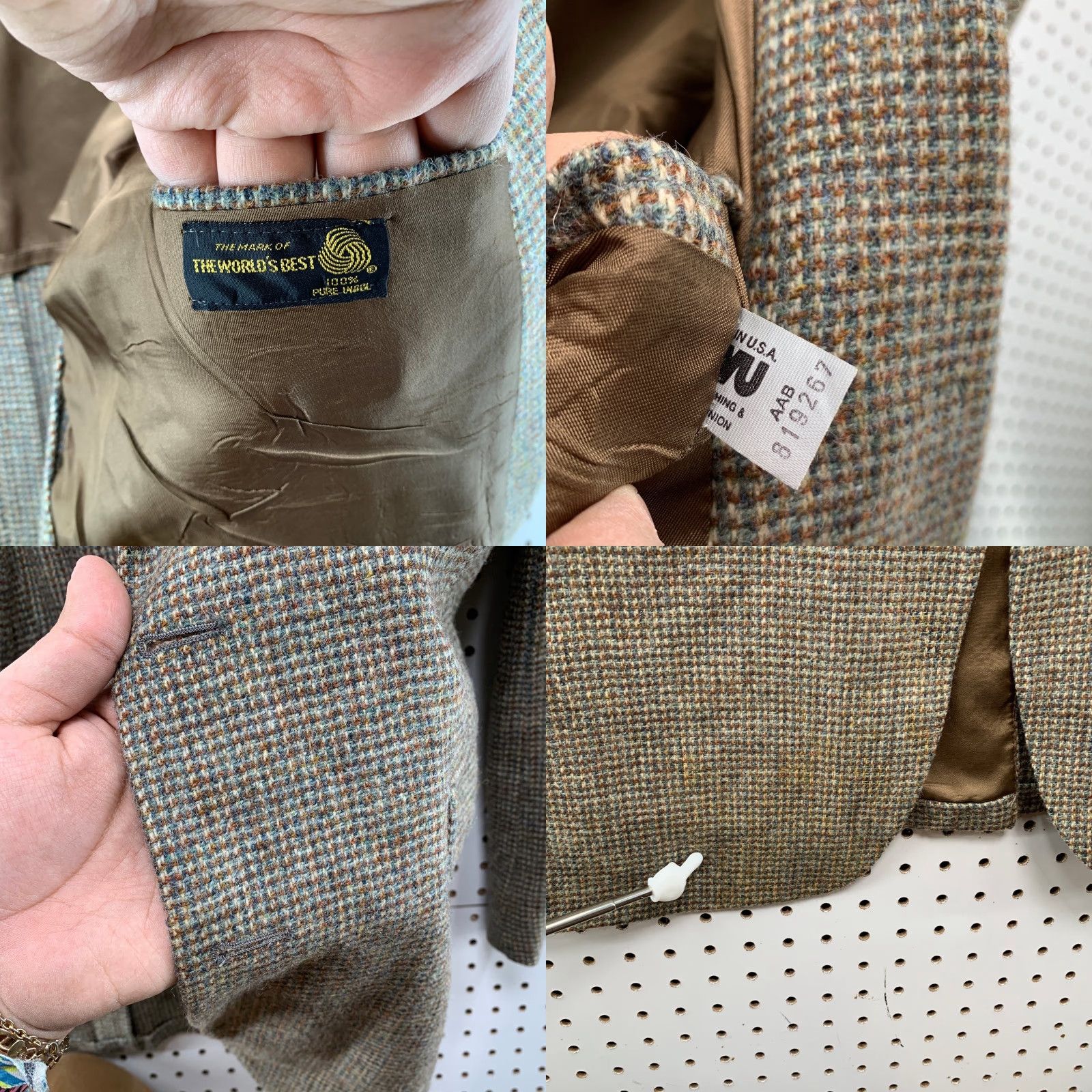 Vintage VINTAGE Carson Pirie Scott Blazer Mens 40 Brown Wool Tweed Union USA Sports Coat Jacket Size 40R - 8 Thumbnail