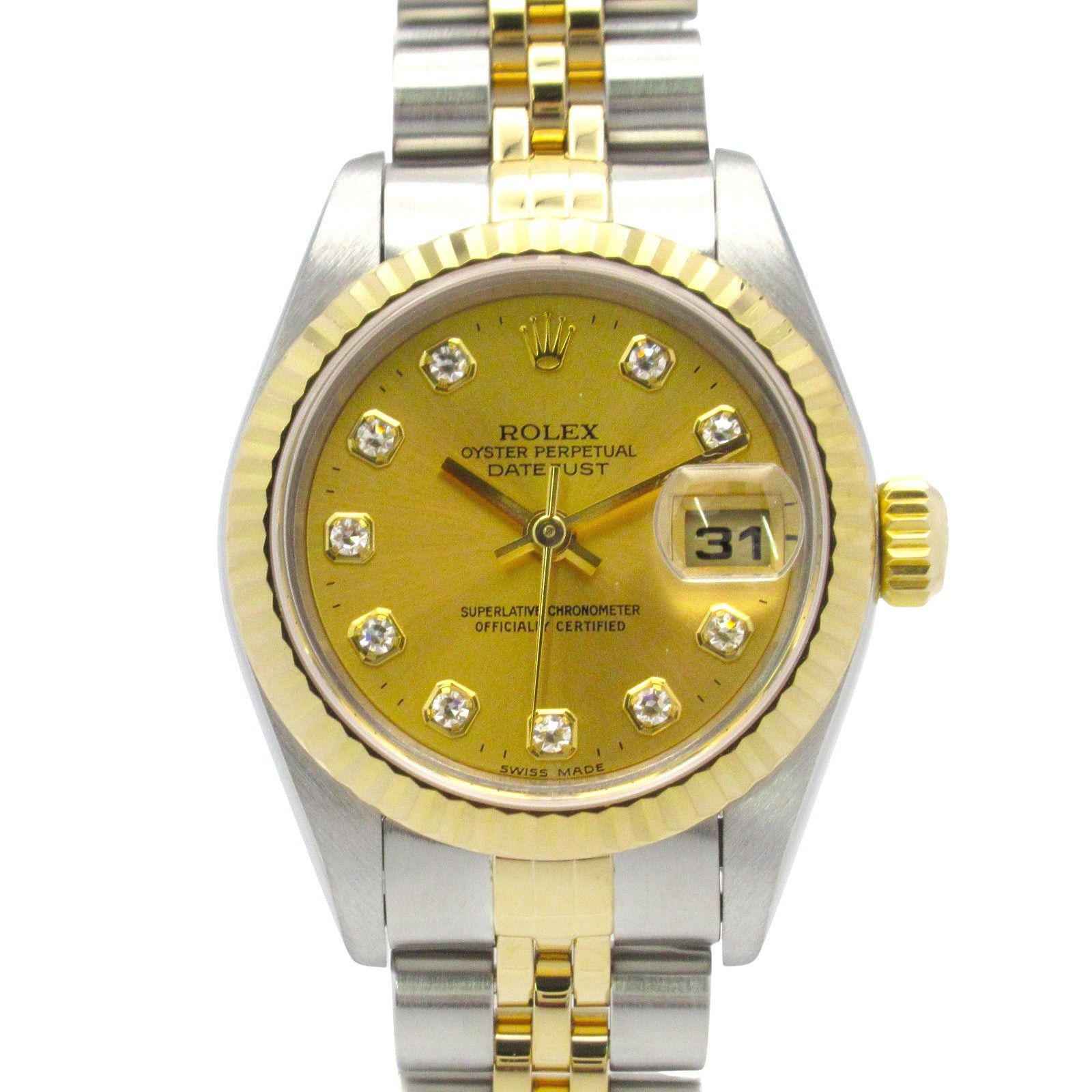 Rolex Rolex Datejust 10P Diamond A Women Watch Automatic Winding K18 (Yellow Gold) Stainless Steel Gold Ch/Np Size ONE SIZE - 1 Thumbnail