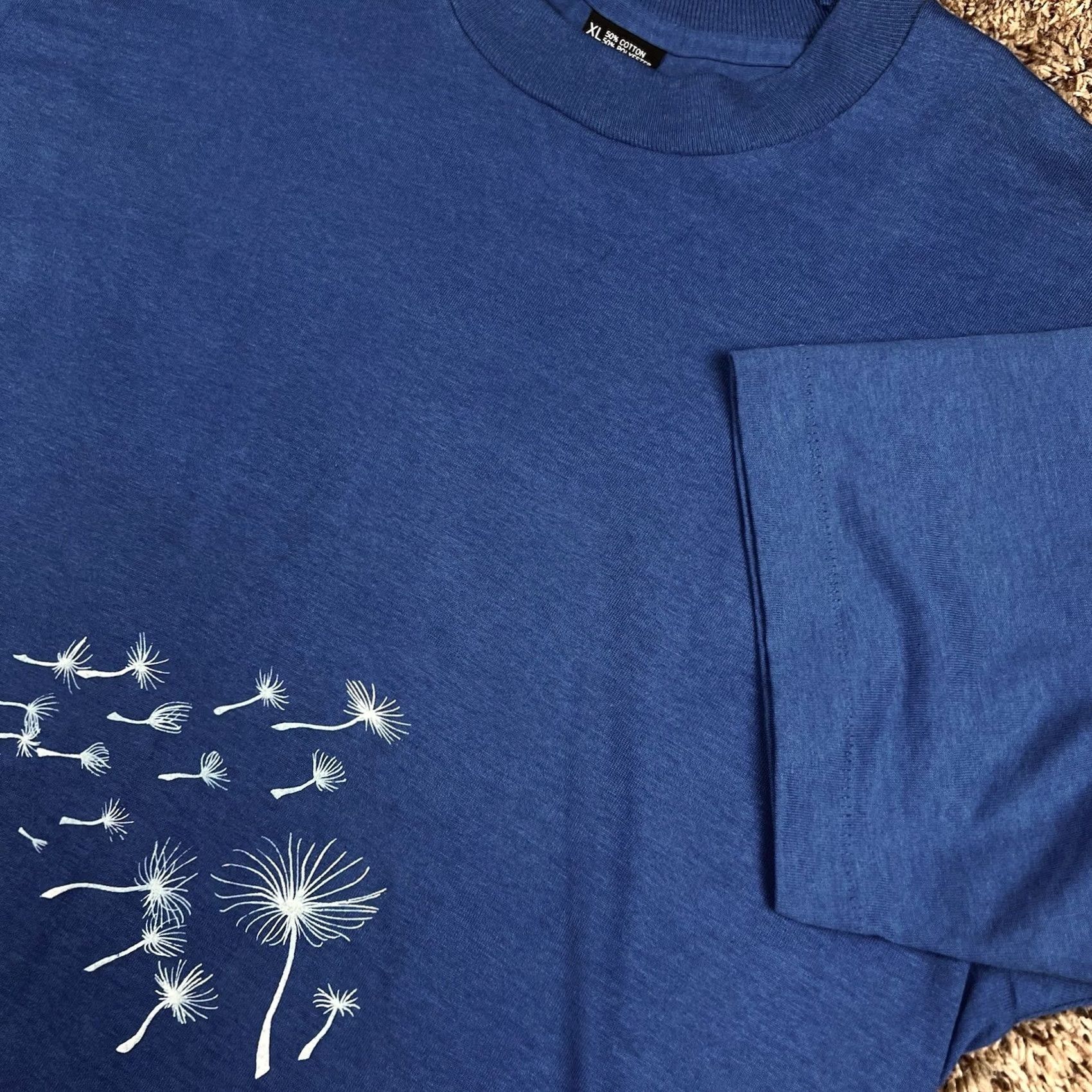 Vintage VINTAGE AmeriFlora Dandelion Graphic Single Stitch Shirt XL Blue Unisex Adults 90s Floral Graphic Shirt Mens Womens Size US XL / EU 56 / 4 - 7 Thumbnail