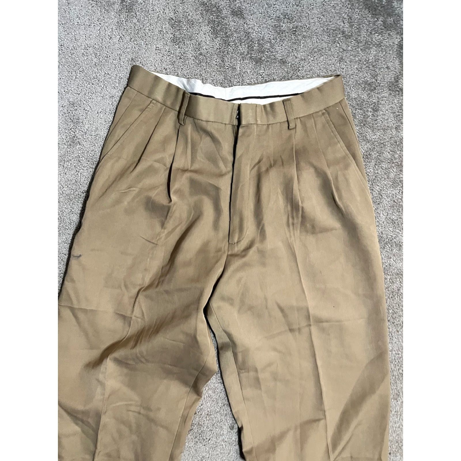 Nordstrom Nordstrom Men’s Khaki Polyester Blend Pleated Dress Pants Size 31R Size US 31 - 2 Thumbnail