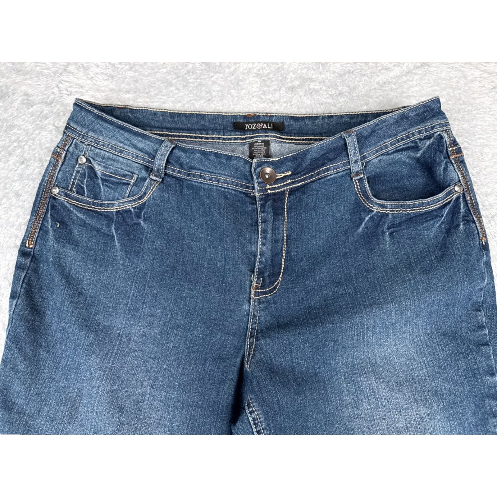 Denime Roz & Ali Jeans Women 16 Blue Denim Bootcut Mid Rise 35x30 Size 38" / US 16 / IT 52 - 4 Thumbnail