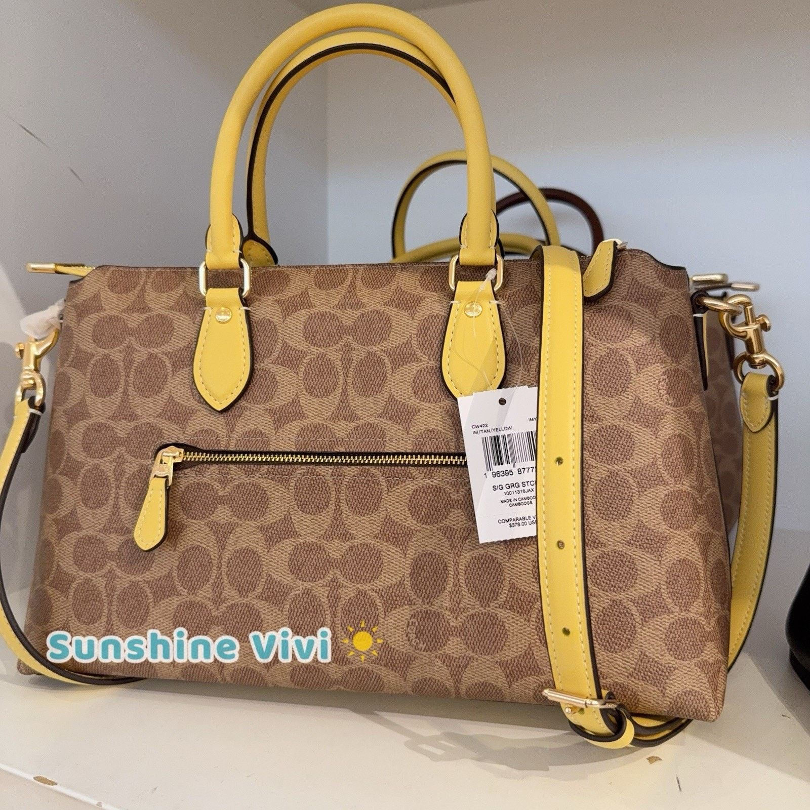 Coach NWT COACH Georgia Satchel Signature Canvas CW422 Tan/Yellow Size ONE SIZE - 5 Thumbnail