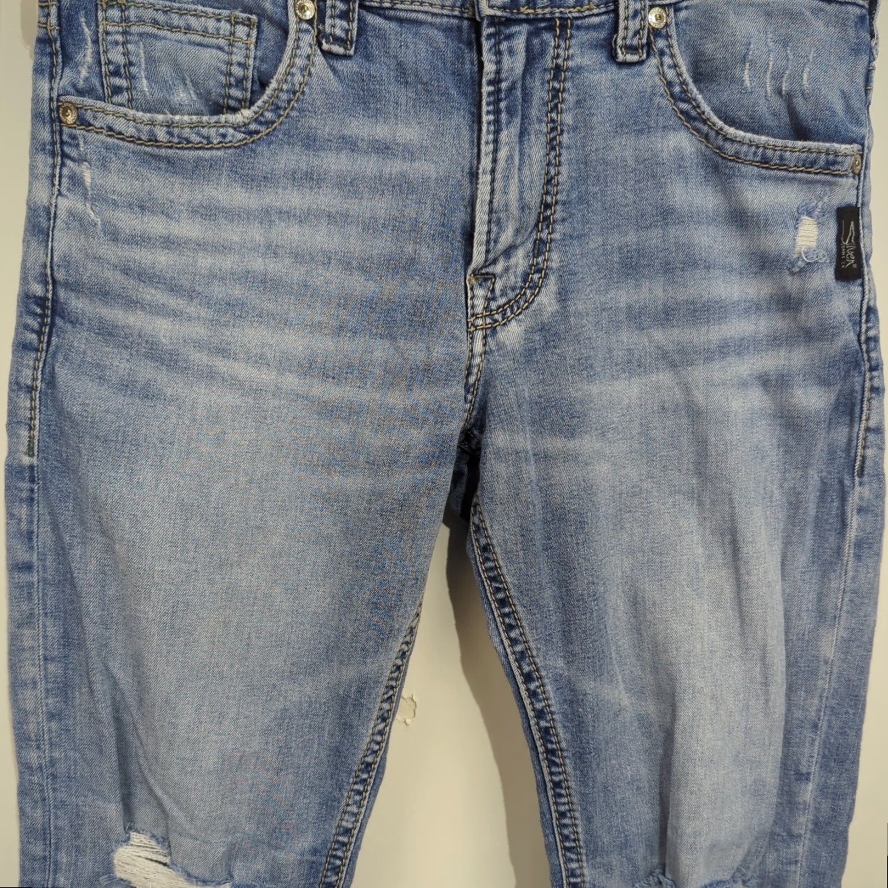 Silver Jeans Co. Silver Jeans Eddie Relaxed Straight Leg Mens 30x32 Distressed Medium Wash Jeans Size US 31 - 5 Thumbnail