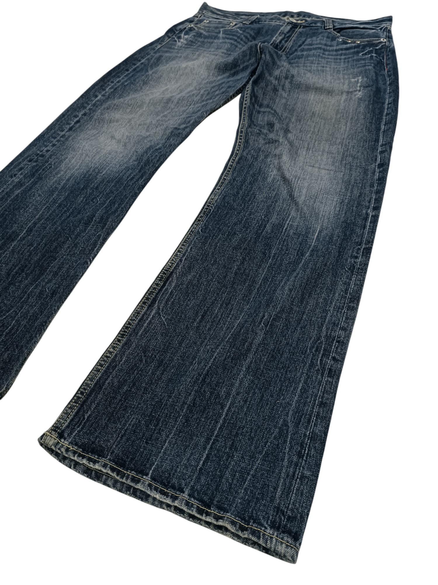 Japanese Brand × Le Grande Bleu (L.G.B.) × Tornado Mart RARE Flared Nylaus Whiskers Distressed Jeans Size US 36 / EU 52 - 2 Thumbnail