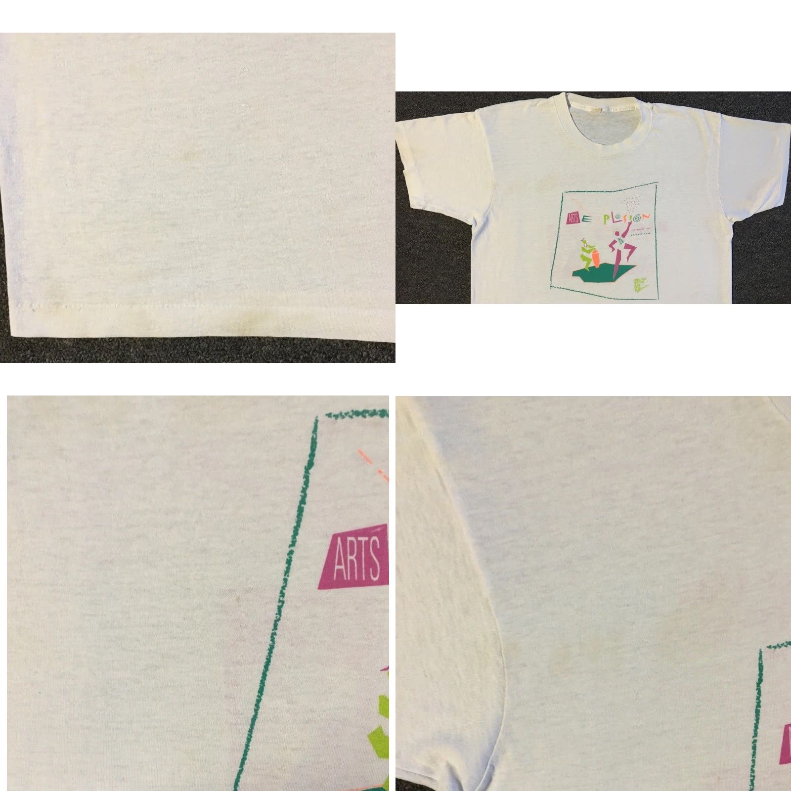Budweiser VINTAGE Oakland Art Explosion Faded Abstract Shirt S White 80s 90s Grunge Surf Beer USA Size US S / EU 44-46 / 1 - 8 Thumbnail