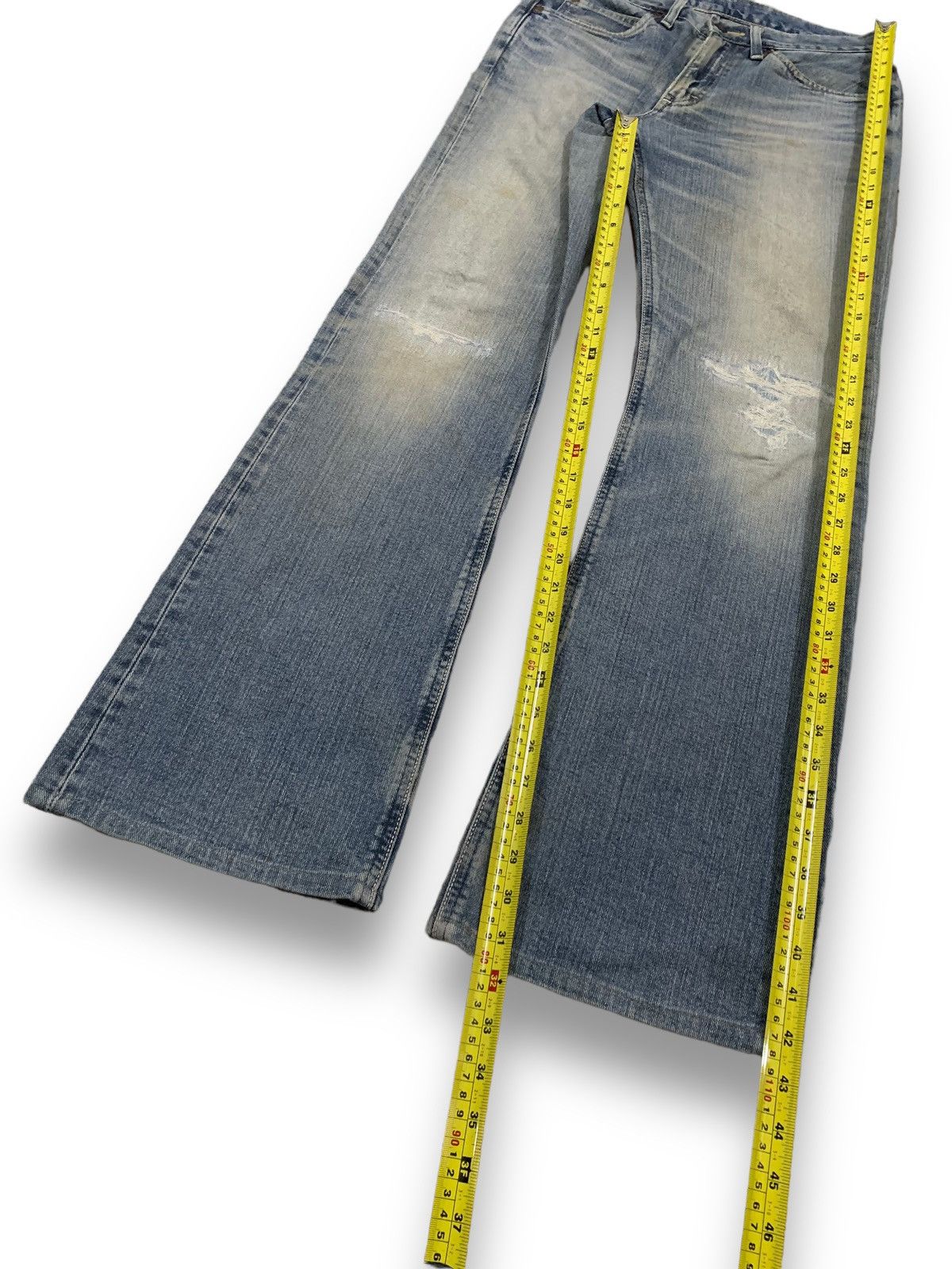 Lee Vintage Lee Riders Mud Wash Flare Distressed Jeans Size US 30 / EU 46 - 13 Thumbnail