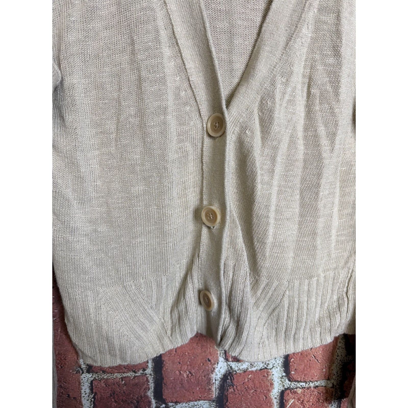 Banana Republic Banana Republic Cardigan Womens Small Beige Cotton Knit Open Solid Size S / US 4 / IT 40 - 3 Thumbnail