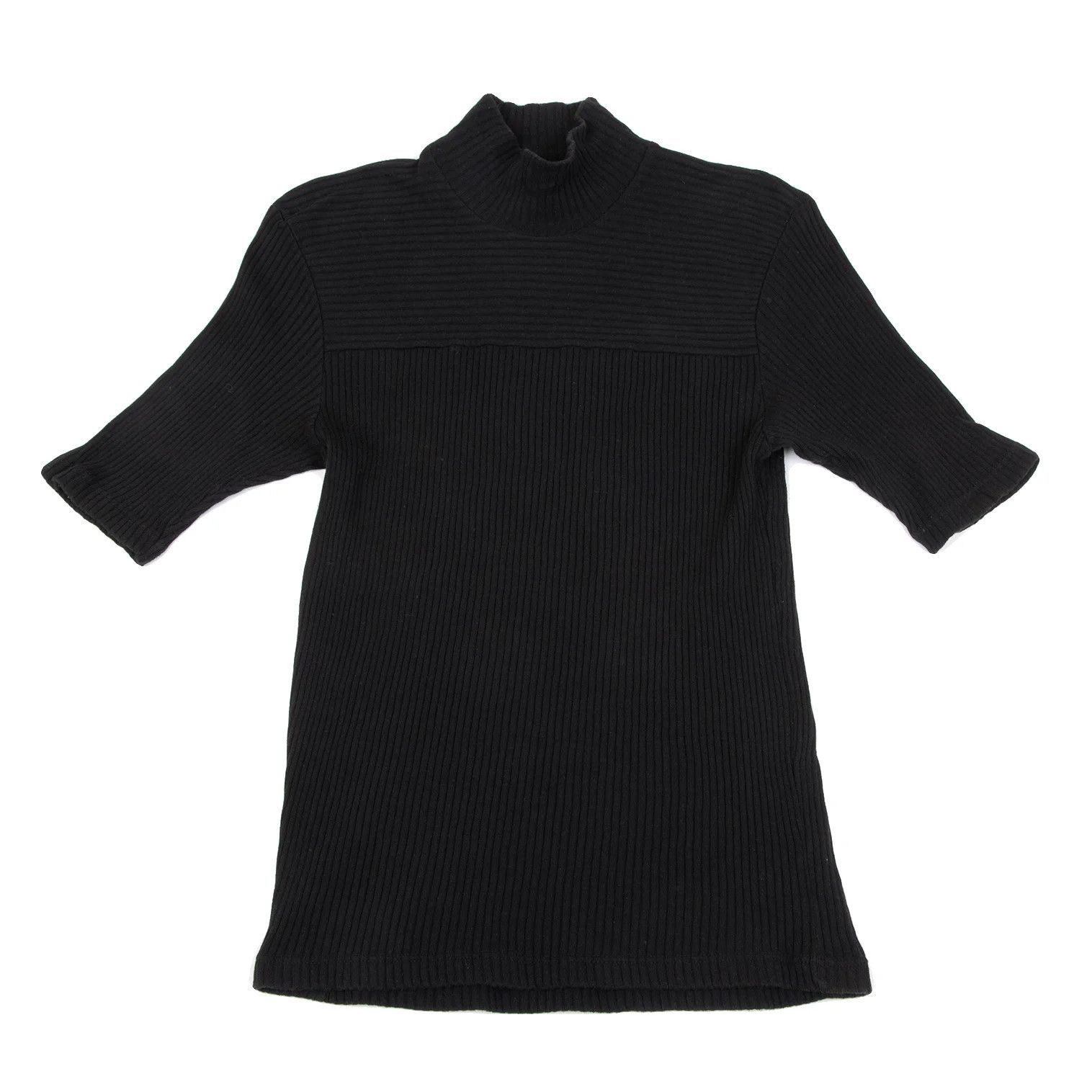 agnes b. Cotton Mock Neck Ribbed T-Shirt in Black Size US M / EU 48-50 / 2 - 1 Thumbnail