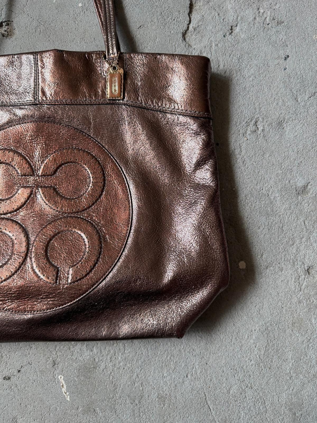 Coach Coach Julia Op Art Tote Bag Metallic Gold Size ONE SIZE - 3 Thumbnail