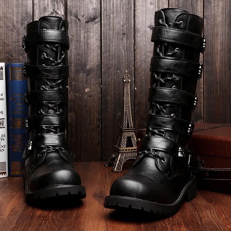 Leather Leather gothic punk style military outdoor boots Size US 10 / EU 43 - 5 Thumbnail