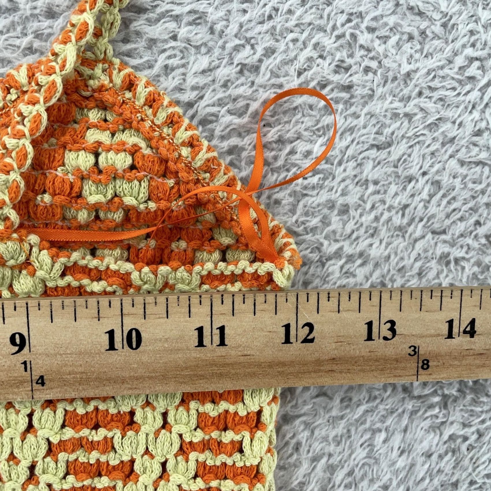 Zara Zara Crochet Crop Top Women's M Orange Cream Knit Strappy Cami V Neck Boho Camisole Tank Size M / US 6-8 / IT 42-44 - 3 Thumbnail