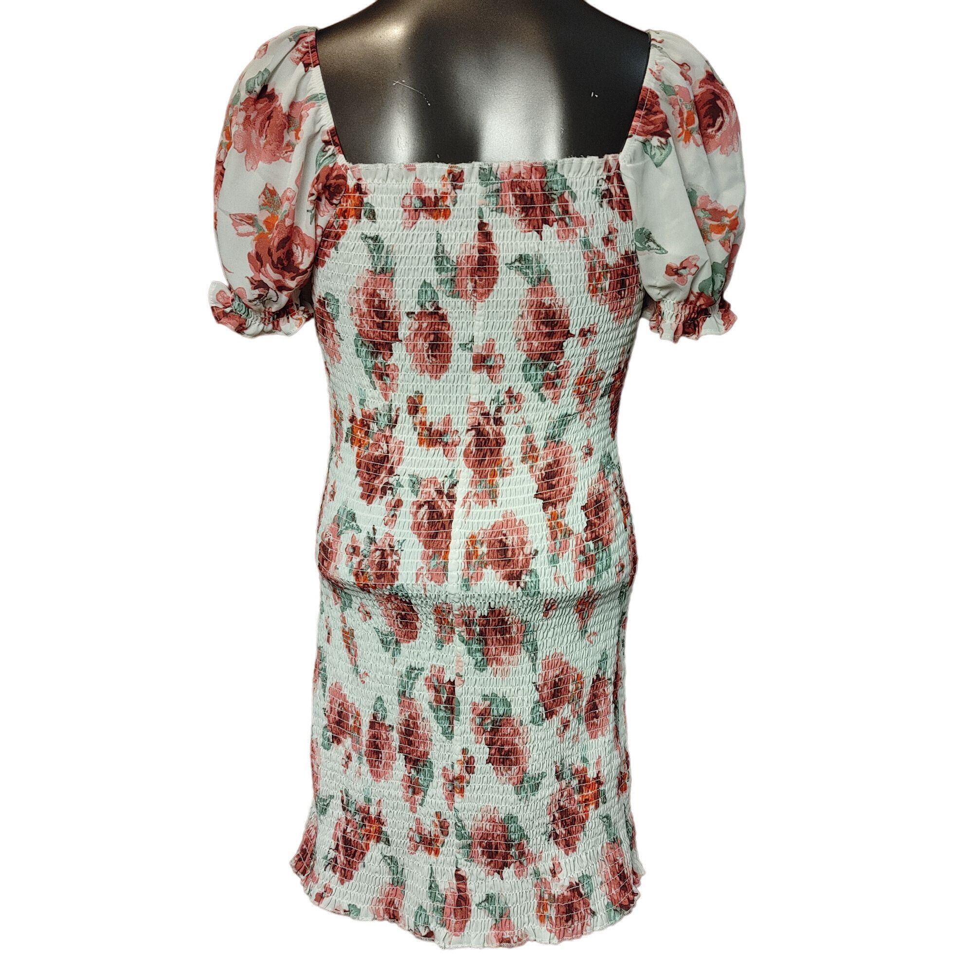 Other Trixxi Women's White Smocked Short Sleeve Red Floral Square Size L / US 10 / IT 46 - 2 Thumbnail