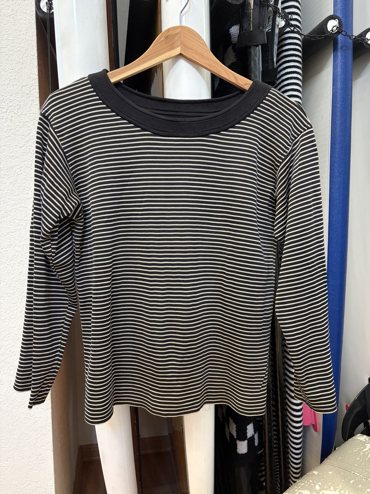 Yves Saint Laurent YSL Rive Gauche - Bold Neck Striped Knit Long Sleeve T Shirt Size US S / EU 44-46 / 1 - 1 Thumbnail