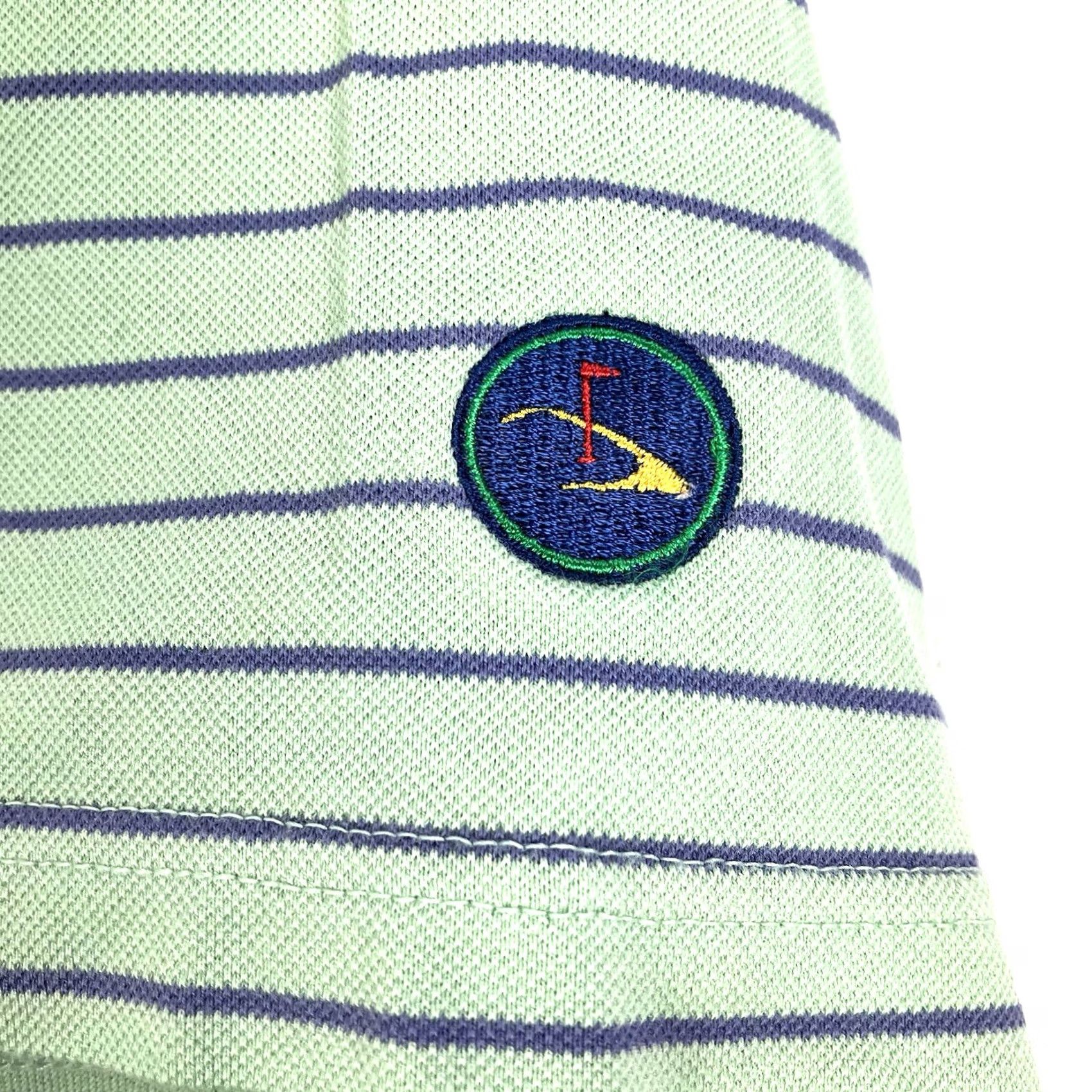 Peter Millar Polo Shirt Mens M Green Blue Stripe Short Sleeve Golf Summer Comfort Sports, Men's — image 4 of 6