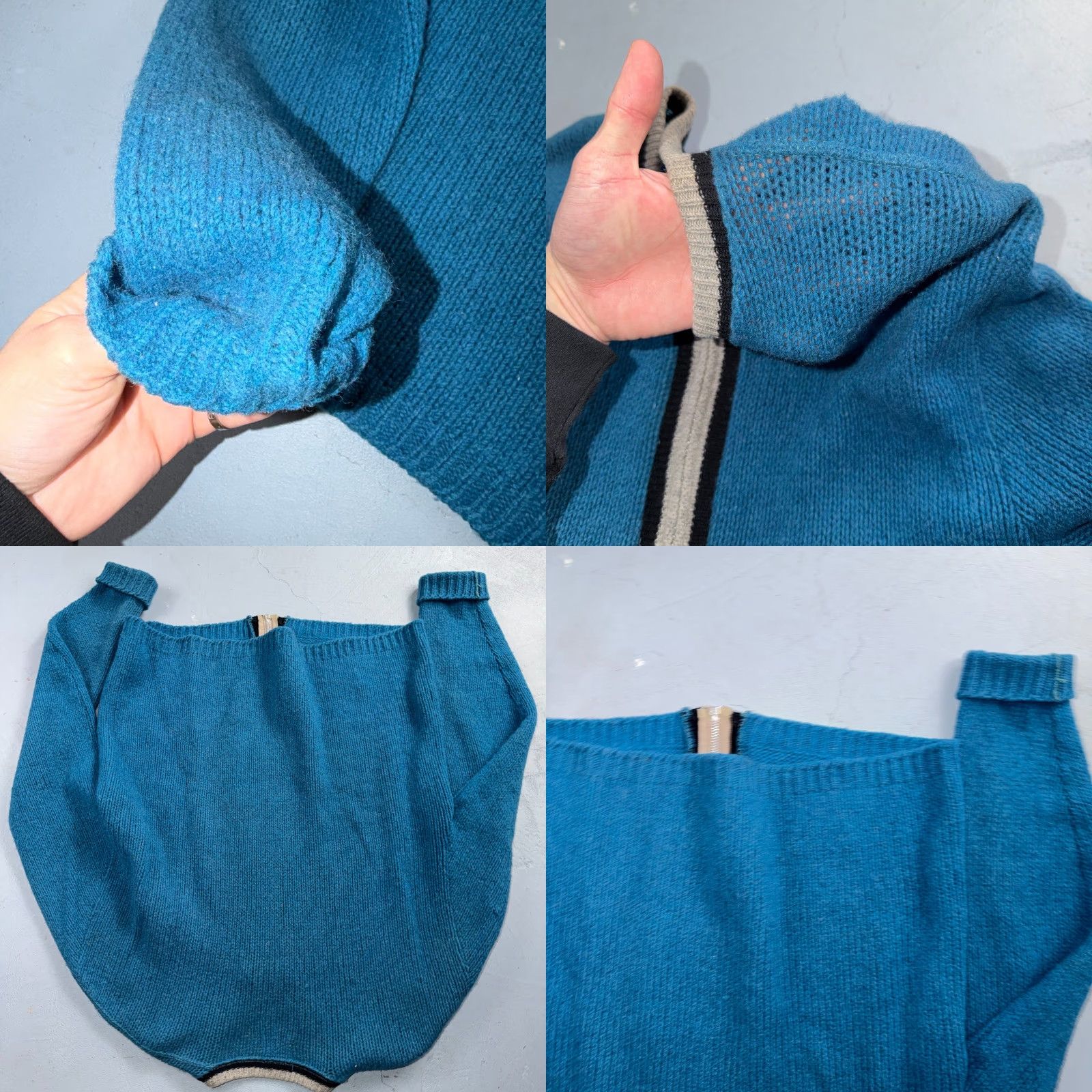 Vintage VTG Allen A 100% Wool Cardigan Sweater Rockabilly 60s 1960s Zip Blue M Mens Size US M / EU 48-50 / 2 - 8 Thumbnail