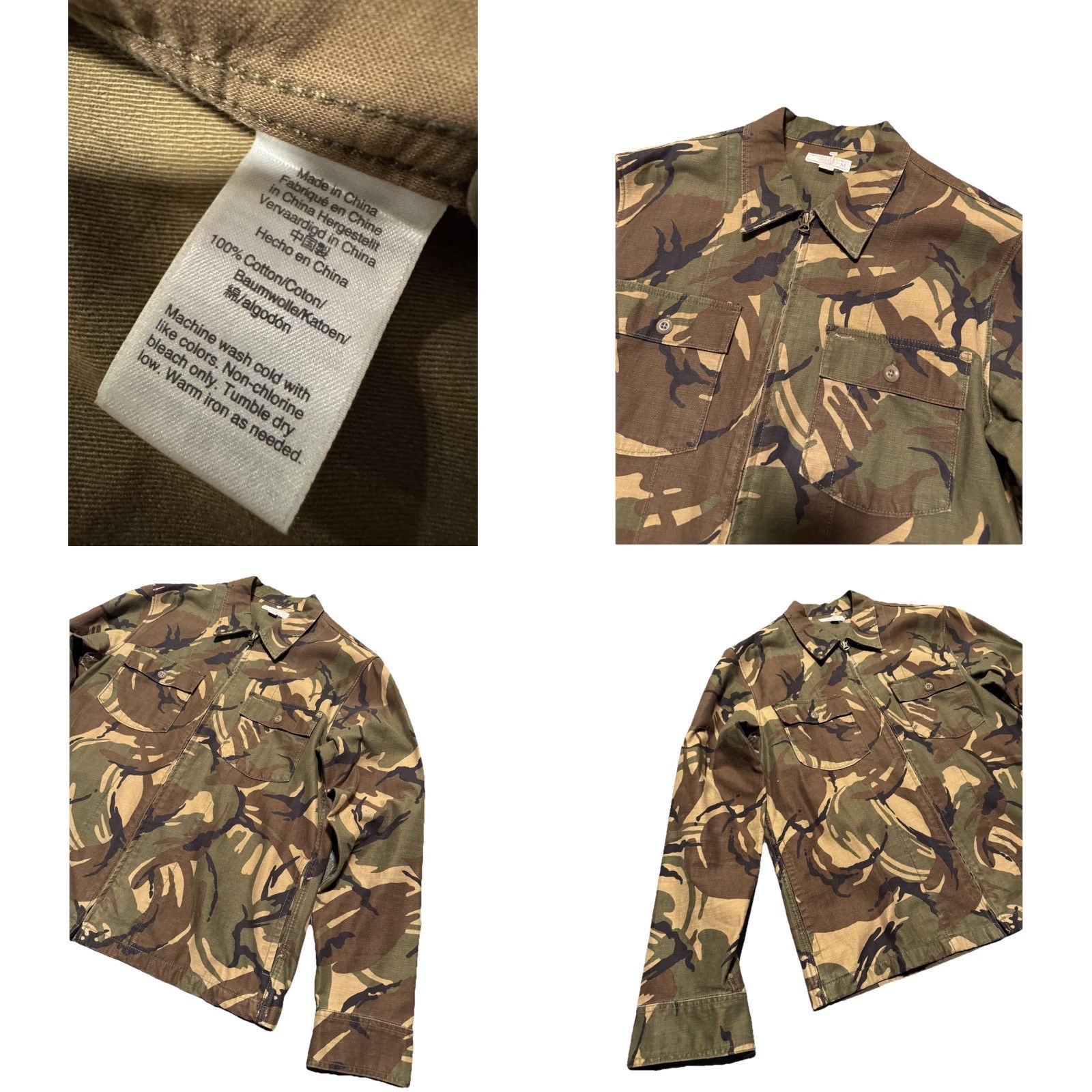 Wallace & Barnes Wallace & Barnes J.Crew DPM Camo Full Zip Military Overshirt Jacket M Green Canvas Cotton Blend Zip Button Mens Jacket Size US M / EU 48-50 / 2 - 10 Thumbnail