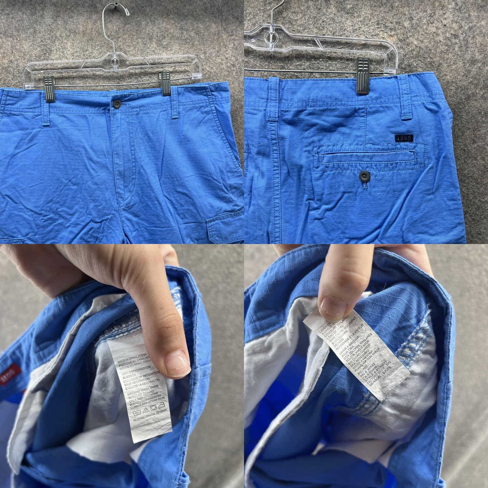 Izod Izod Cargo Shorts Mens 36 Blue 100% Cotton Pockets Casual Outdoor Walking Size US 36 / EU 52 - 8 Thumbnail
