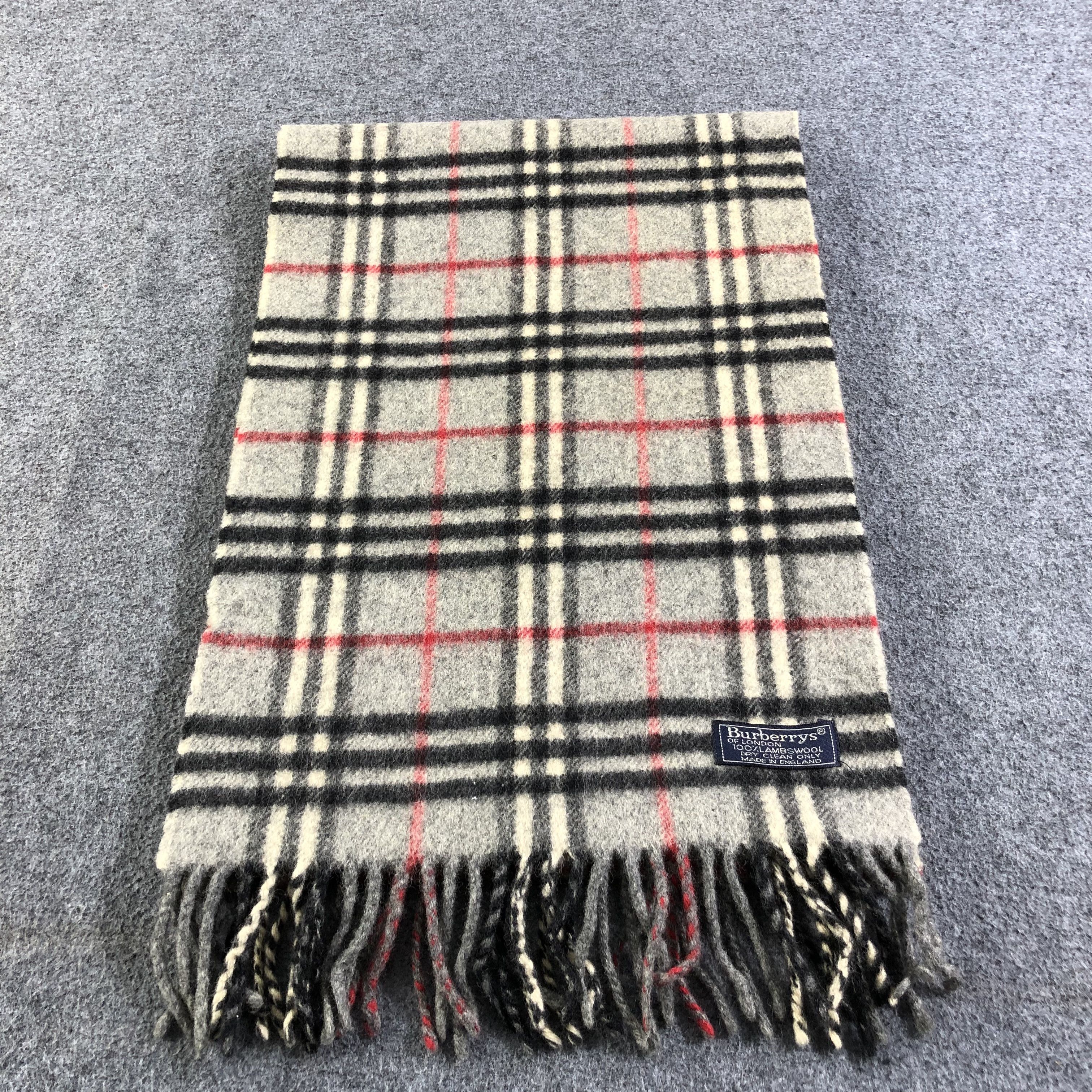 Burberry Burberrys Nova Check Grey Wool Scarf Muffler V1343 Size ONE SIZE - 2 Thumbnail