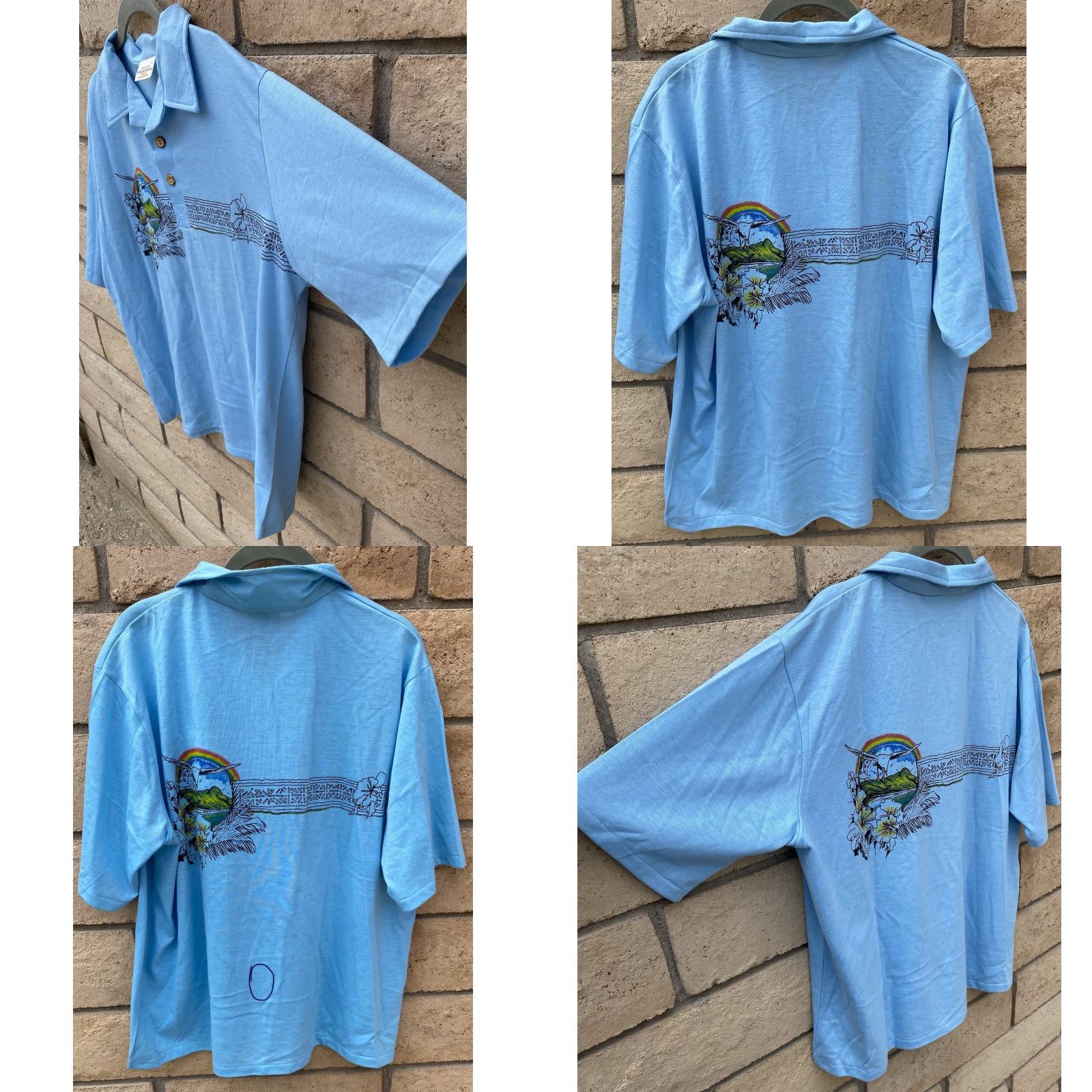Vintage VINTAGE Mervyns Men’s Collection Hawaiian Polo Shirt XL Shirt Casual 1980s Blue Tropical Rainbow 70s 80s Size US XL / EU 56 / 4 - 9 Thumbnail