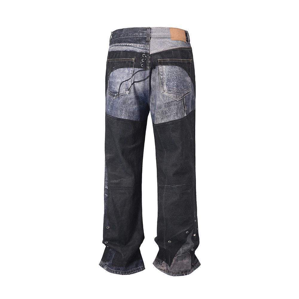 Japanese Brand × Jean × Vintage High Street PU Leather Patchwork Baggy Size US 33 - 2 Thumbnail