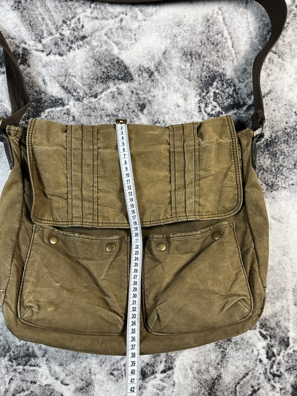 Other Vintage Canvas Messenger Bag Distressed Brown Large Size ONE SIZE - 21 Thumbnail