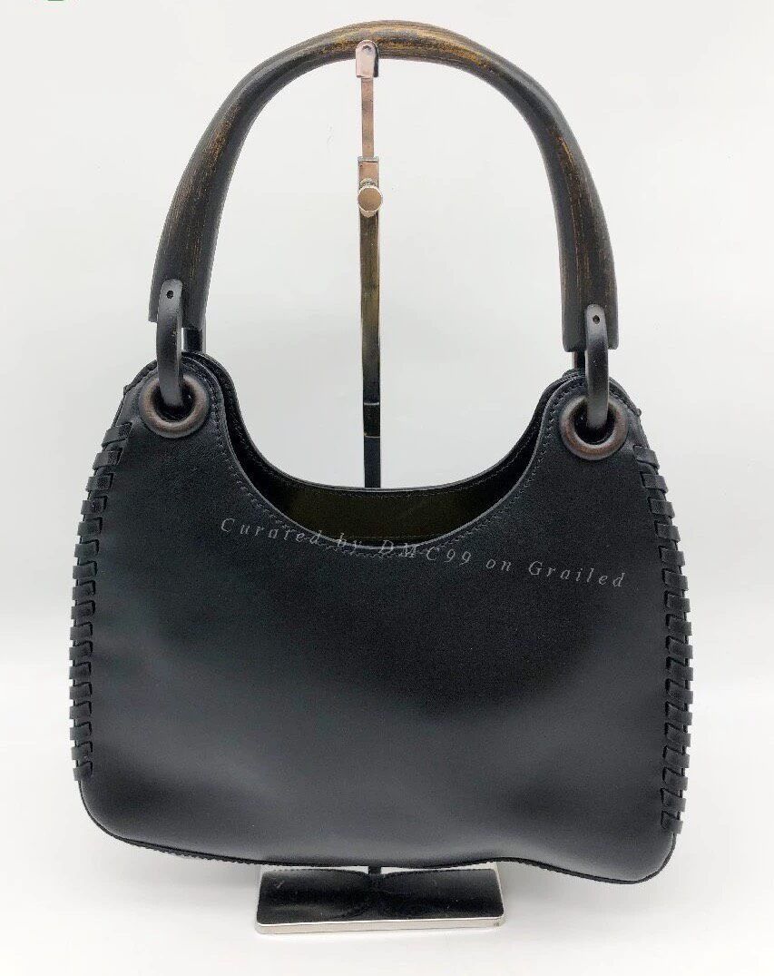 Gucci Gucci Vintage Black Wooden Handle Handbag Size ONE SIZE - 1 Thumbnail