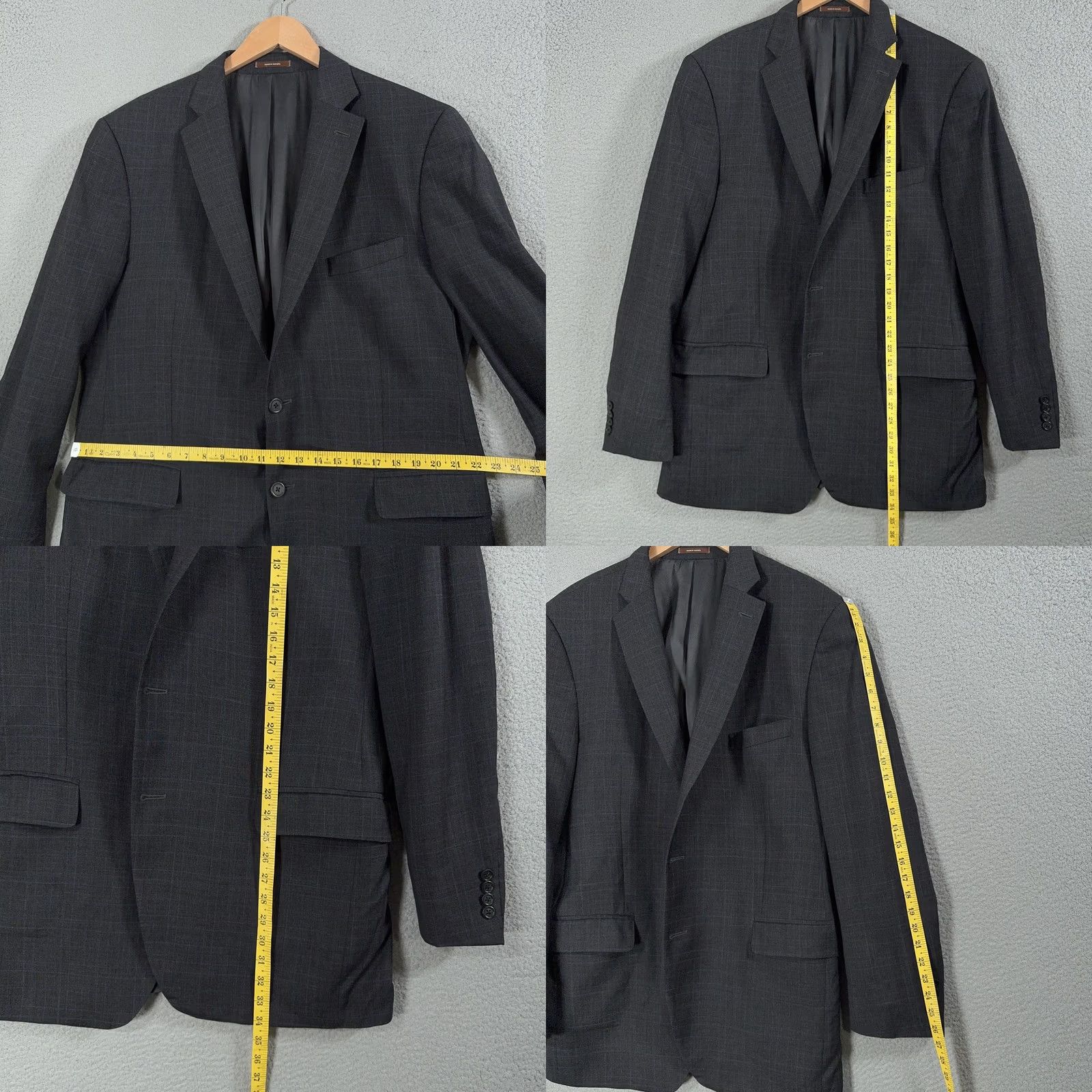 Peter Millar Peter Millar Wool Blazer 44T Long Gray Blue Plaid Suit Jacket Canada Sport Coat Mens Size 44R - 10 Thumbnail