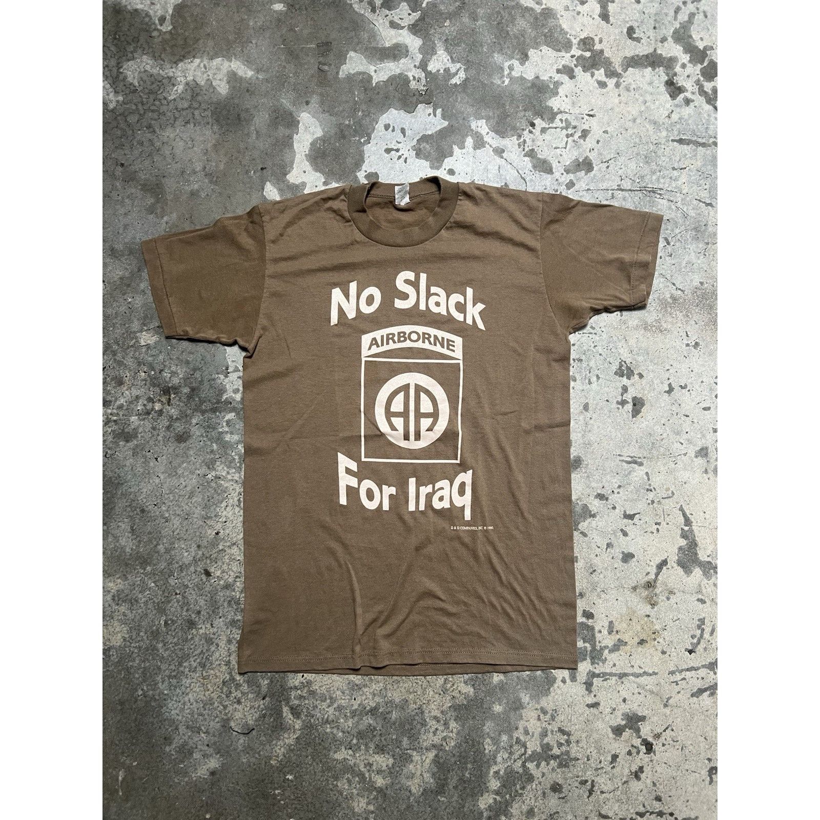 Vintage Rare Vintage No Slack For Iraq Airborne 1990 Shirt 80s 90s Size US L / EU 52-54 / 3 - 1 Thumbnail
