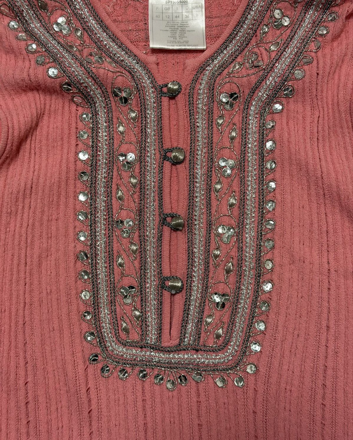 Dior CHRISTIAN DIOR 2005 Ribbed Knit Embroidered Sequin Tank Top Size M / US 6-8 / IT 42-44 - 3 Thumbnail