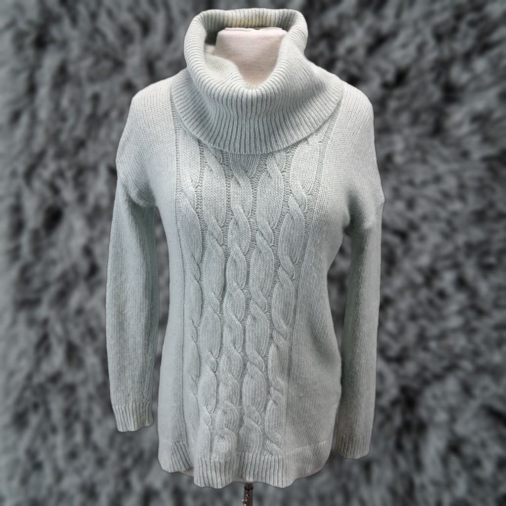 Vintage VINTAGE Kenar Angora Blend Cowl Neck Sweater Shirt Women’s Small S Mint Green Fisherman Knit Pullover Long Sleeve Chunky-Knit Casual Size S / US 4 / IT 40 - 1 Thumbnail