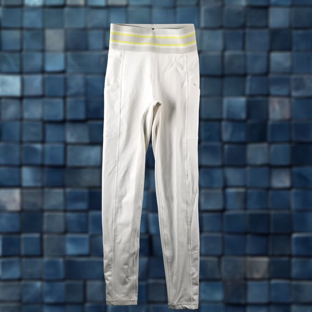 Vintage Aerie Chill Play Move High Waisted Pocket Legging White Striped Small Women Leggings Size 28" / US 6 / IT 42 - 1 Thumbnail