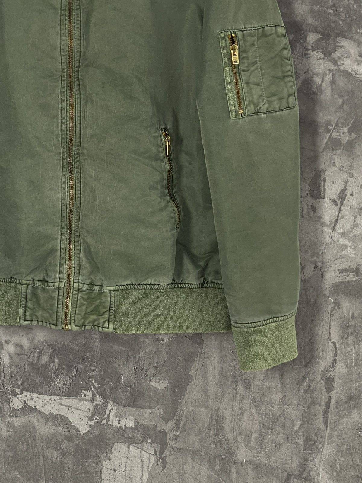 Designer × Japanese Brand Vintage Green MA-1 Reversible Cropped Bomber Jacket Size M / US 6-8 / IT 42-44 - 6 Thumbnail