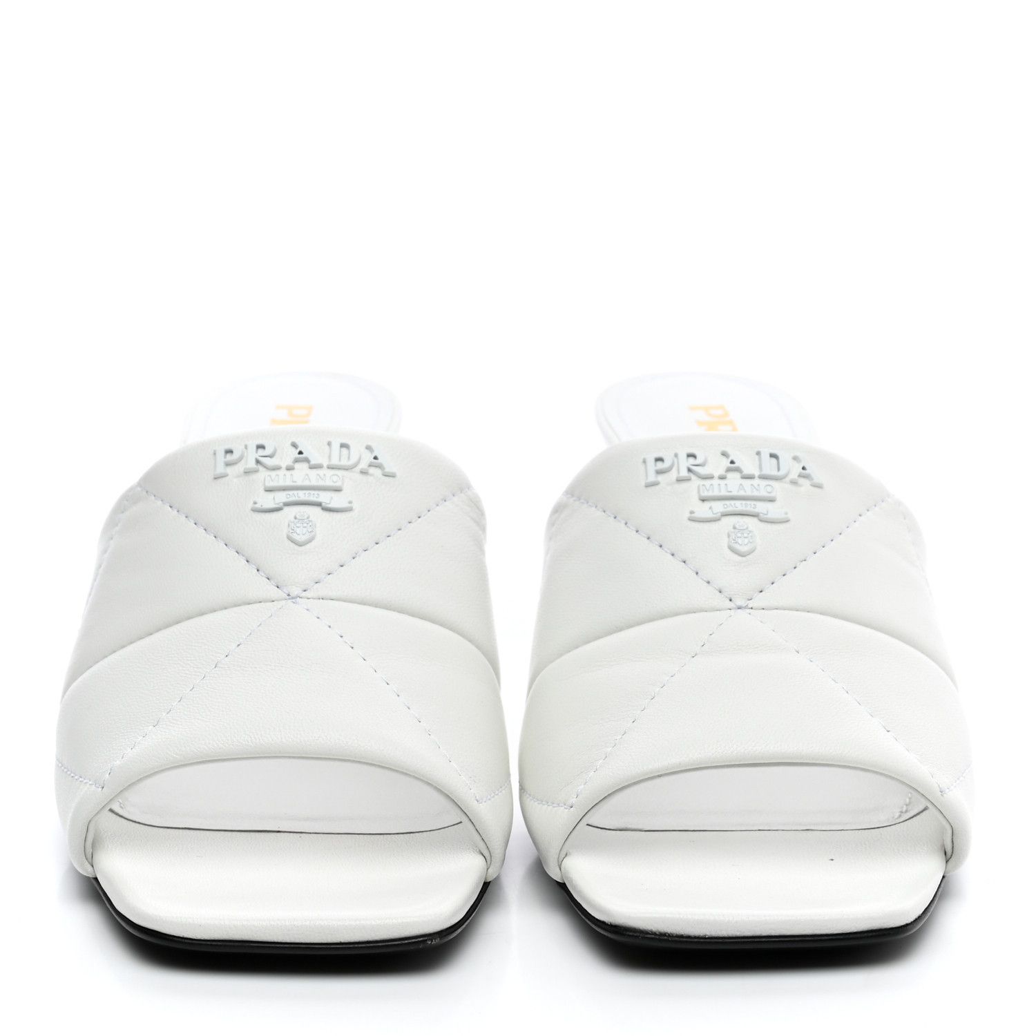 Prada oc11z0625 Quilted Nappa Leather Heeled Sandals in White Size US 8 / IT 38 - 3 Thumbnail