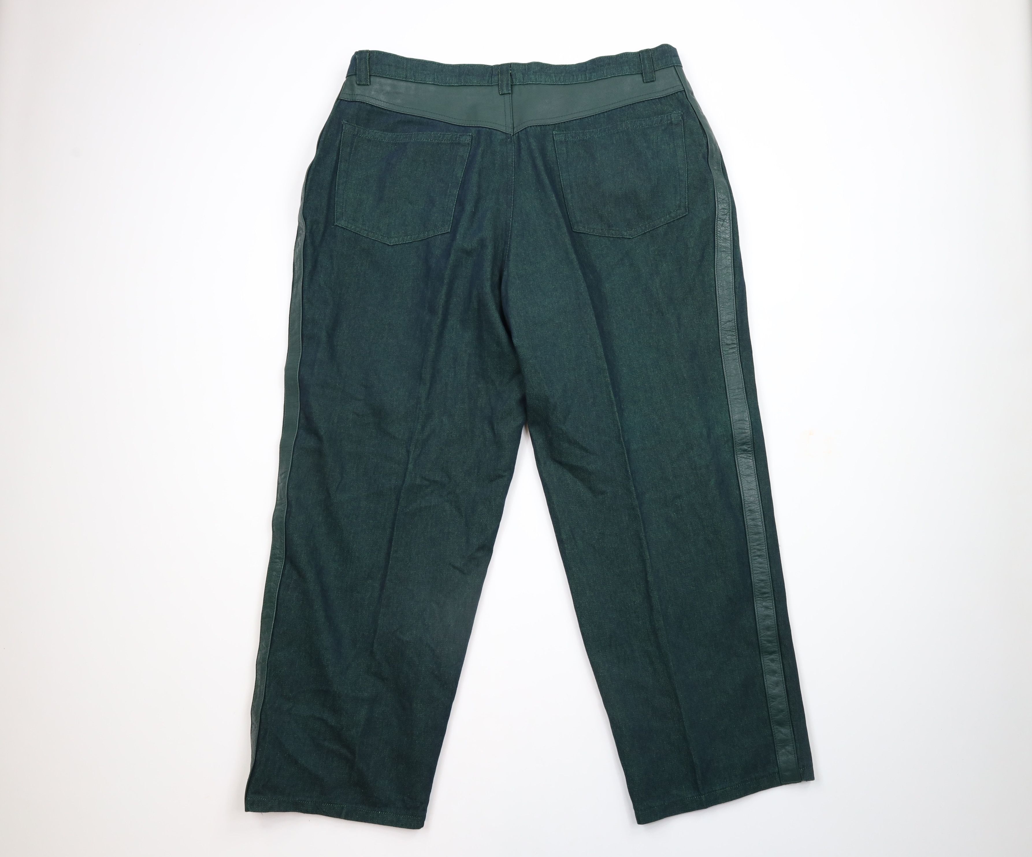 Vintage Vintage 90s Streetwear Trim Wide Leg Denim Jeans Green Size US 38 / EU 54 - 9 Thumbnail