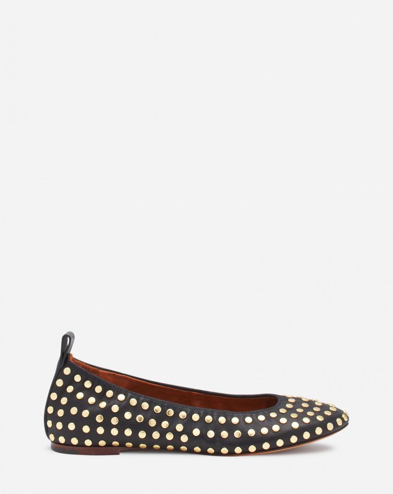 Lanvin o1s22i1n1024 Studded Ballet Flats in Black Size US 8 / IT 38 - 1 Thumbnail