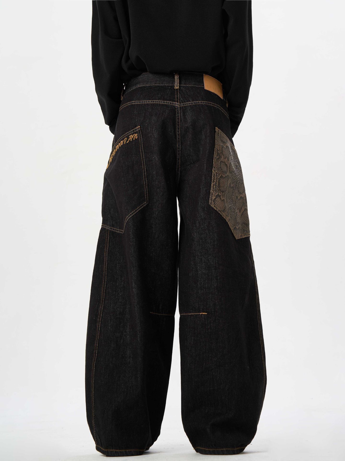 Jean American retro street style black curved blade casual jeans Size US 32 / EU 48 - 4 Thumbnail