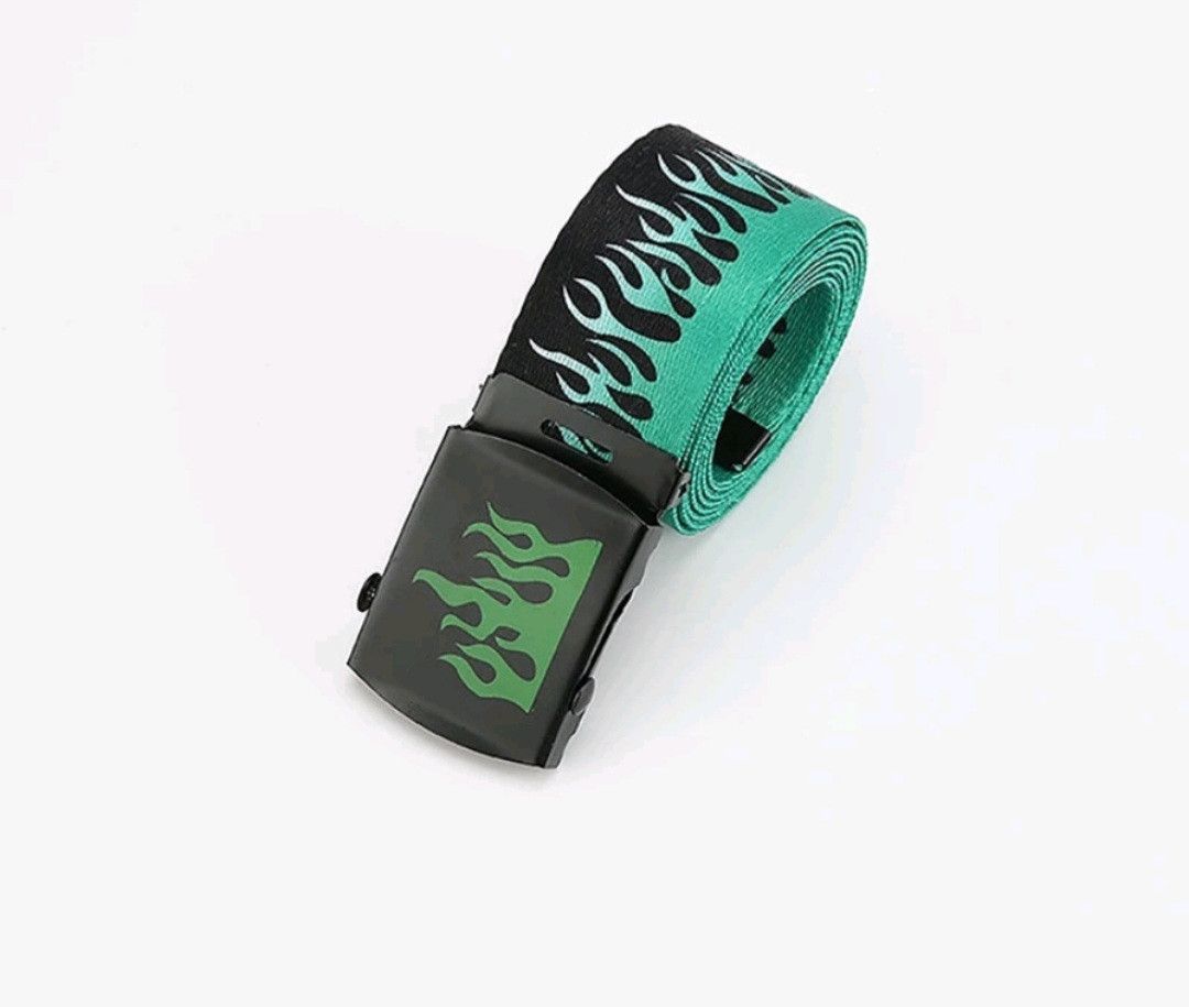 Japanese Brand 💥Flame pattern green colour harajuku streetwear belt Size ONE SIZE - 1 Preview