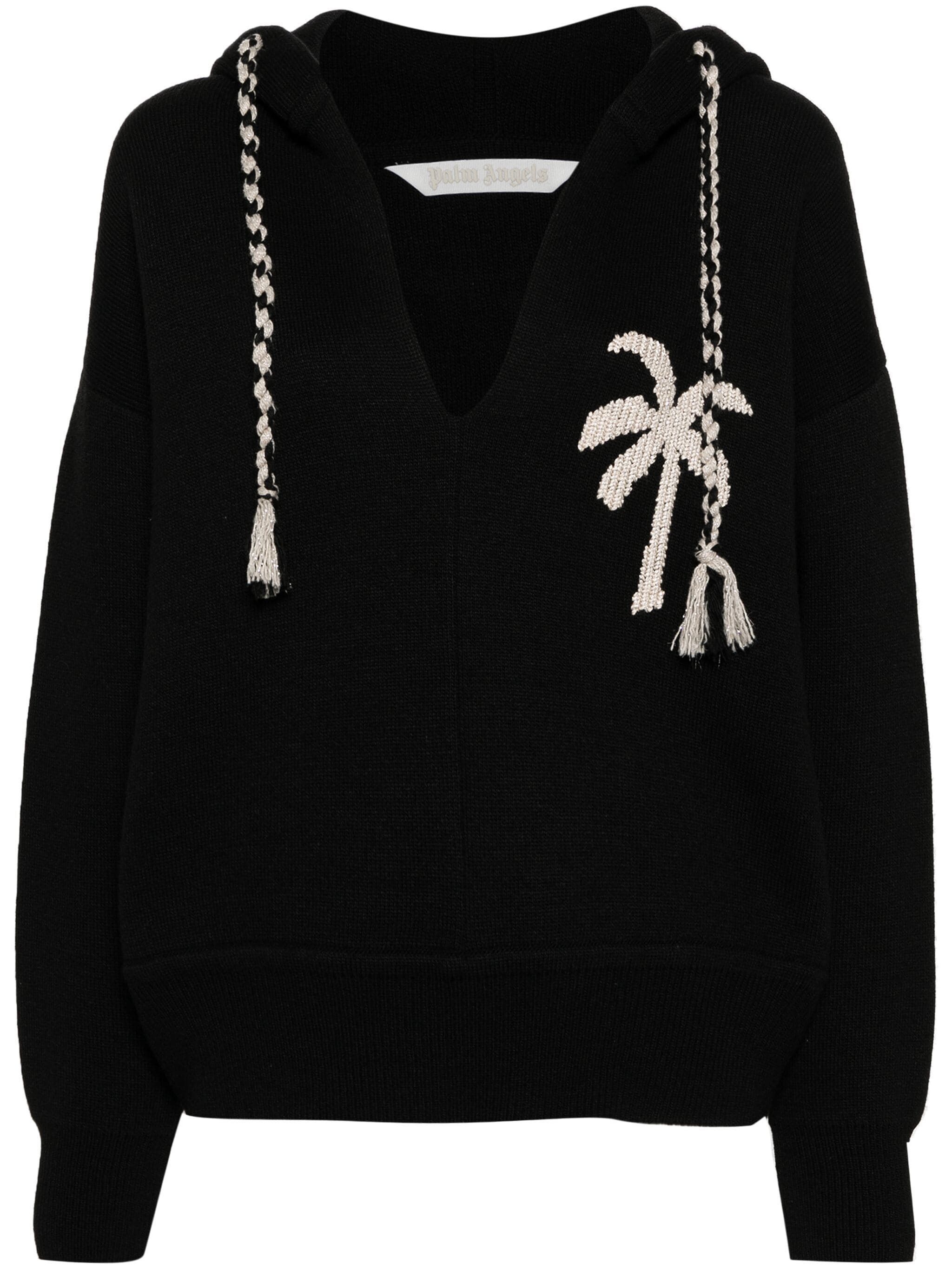 Palm Angels o1s22i1n0824 Palm Knitted Hoodie in Black Size XS / US 0-2 / IT 36-38 - 1 Thumbnail