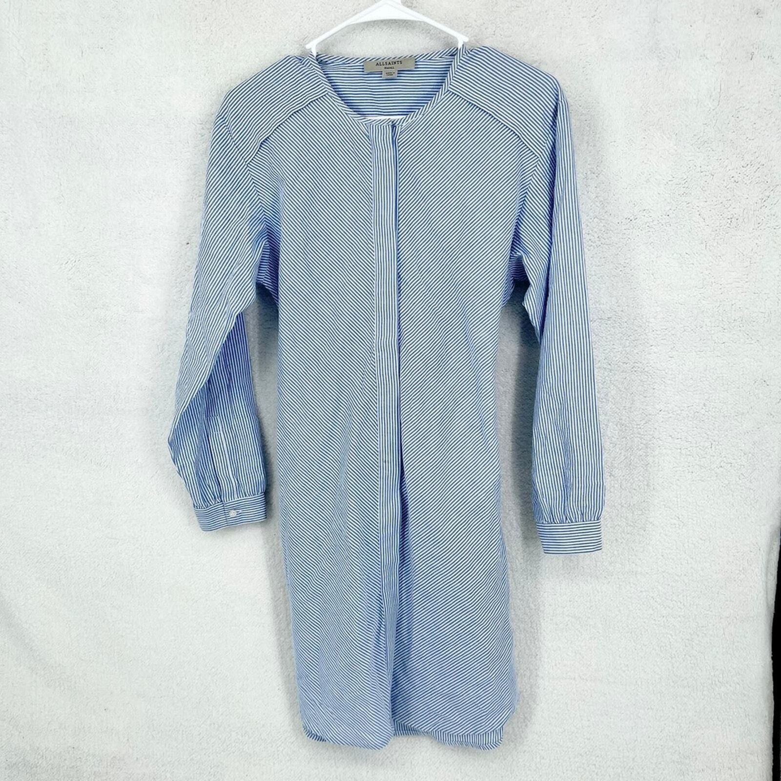 Allsaints AllSaints Small Button Down Blue & White Striped Nautical Size S / US 4 / IT 40 - 1 Thumbnail