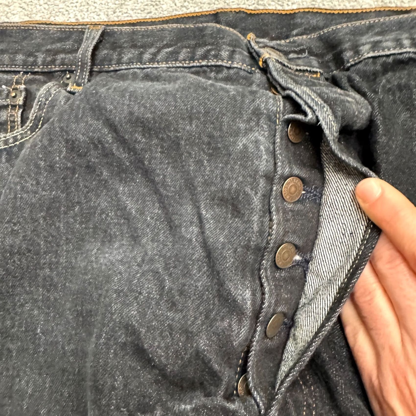 Levi's Levi's 501 Original Fit Straight Leg Button Fly Denim Jeans Men 48x34 Tall Black Size US 32 / EU 48 - 5 Thumbnail