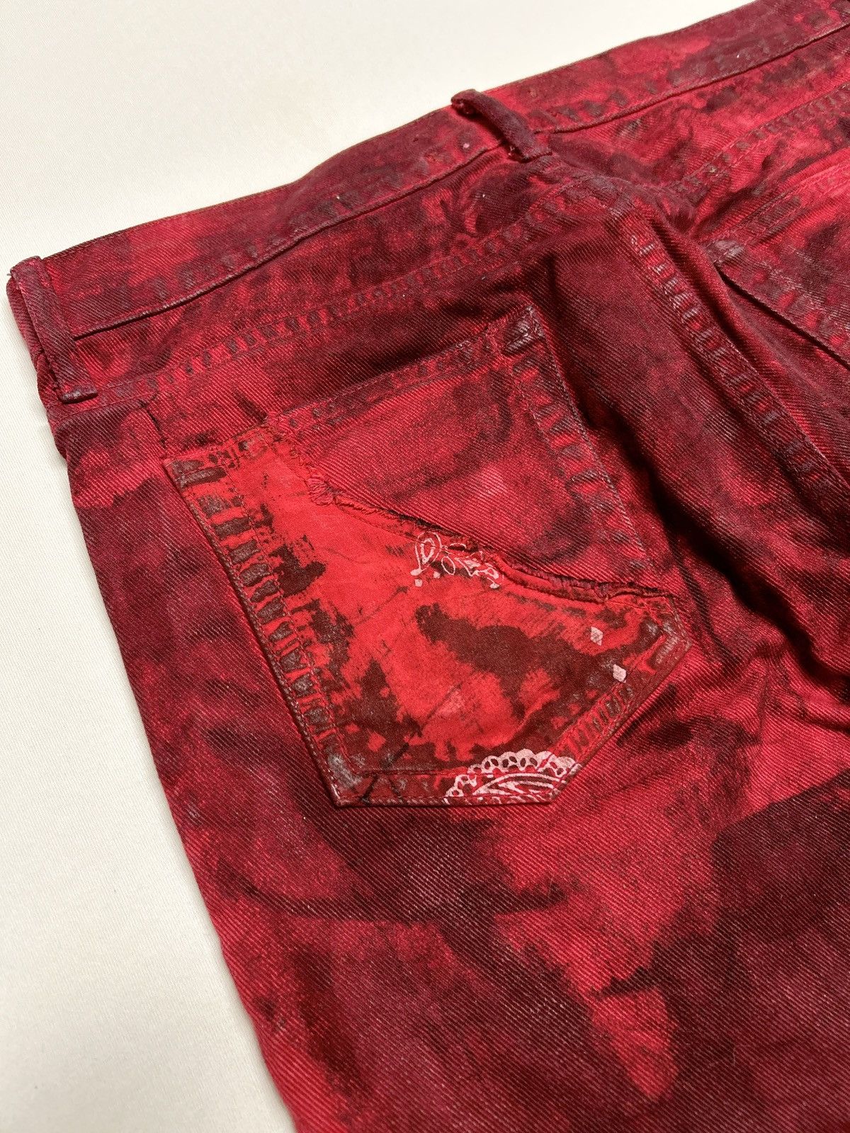 424 2018 Red Paisley Patch Denim Size US 30 / EU 46 - 3 Thumbnail