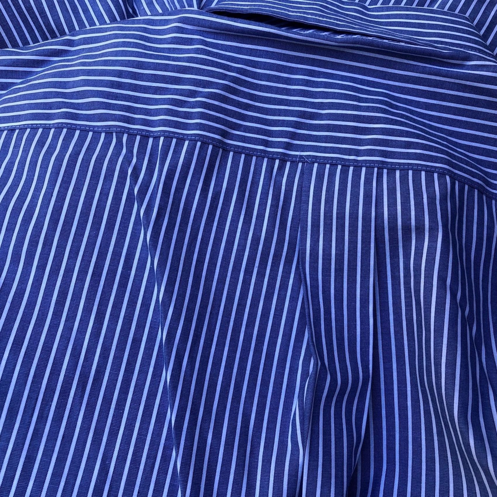 Club Room Club Room Slim Fit Performance Dress Shirt Men's 17 32/33 Striped Button Down Blue Size 46R - 4 Thumbnail