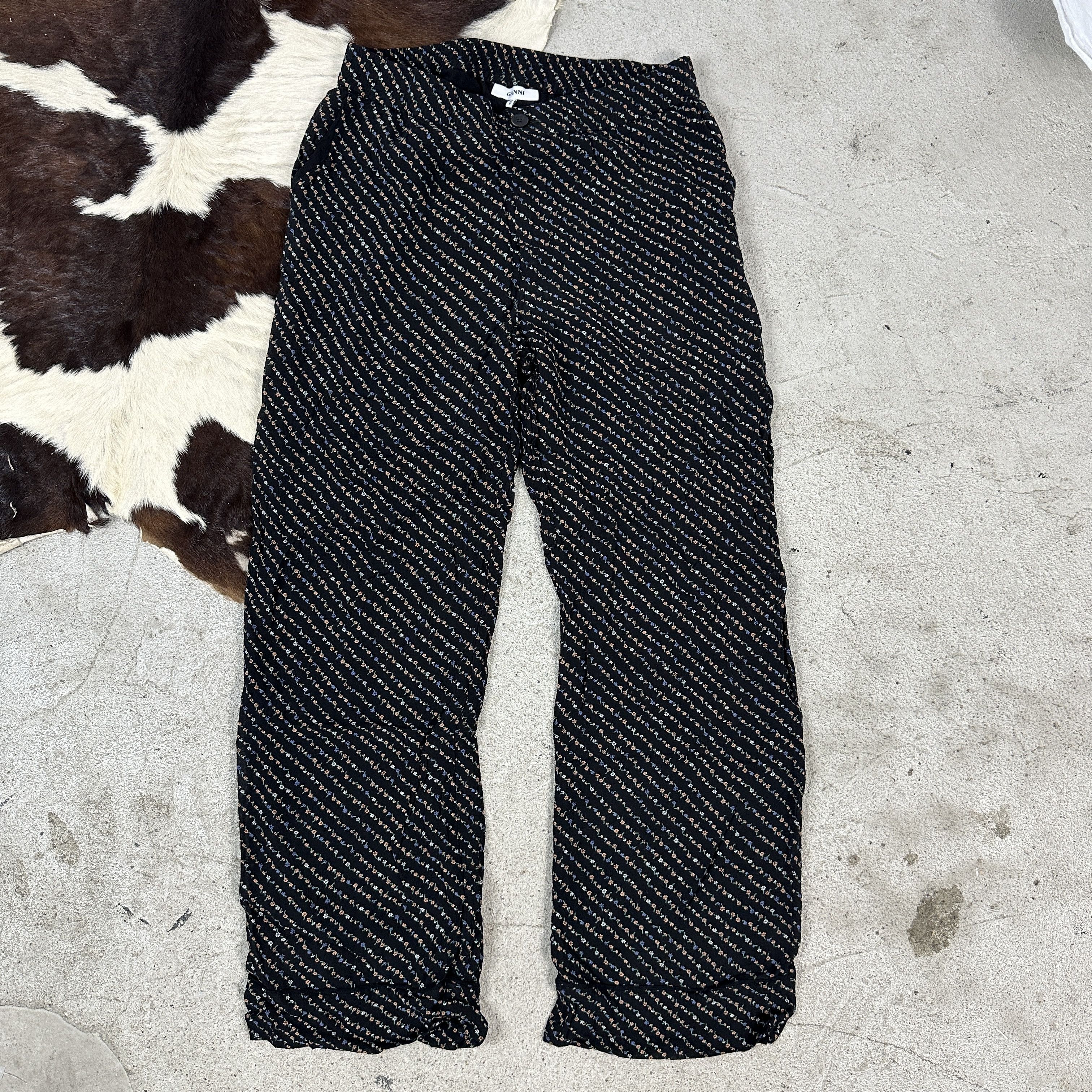 Ganni × Vintage Vintage Casual Y2K Ganni Flower Printed Viscose Pants Size 27" / US 4 / IT 40 - 1 Thumbnail