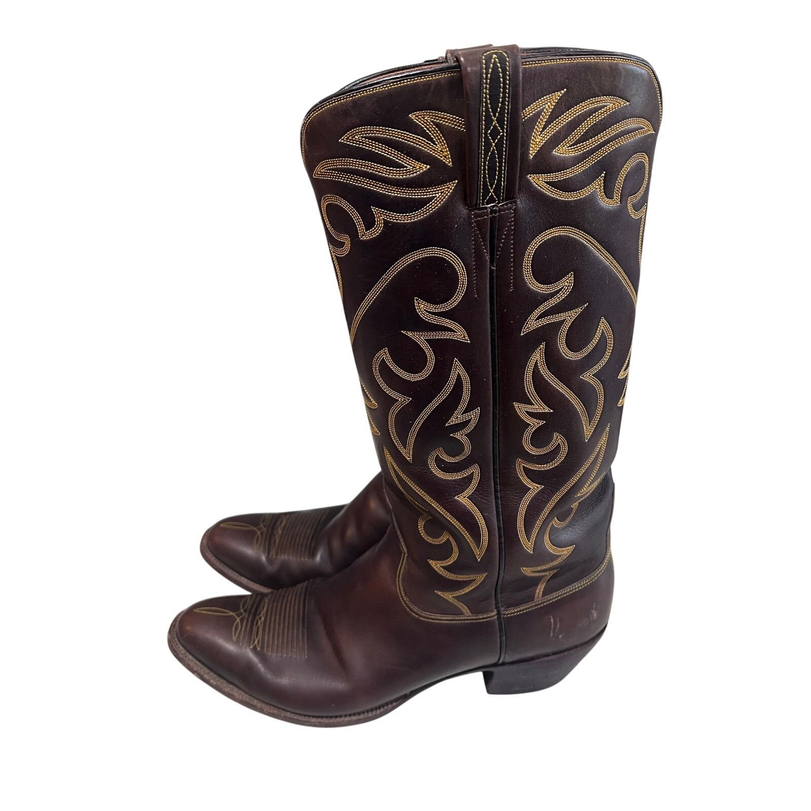 Lucchese Vintage Lucchese Mens 12 Espresso Smooth Boots Round Toe USA Size US 12 / IT 42 - 1 Thumbnail