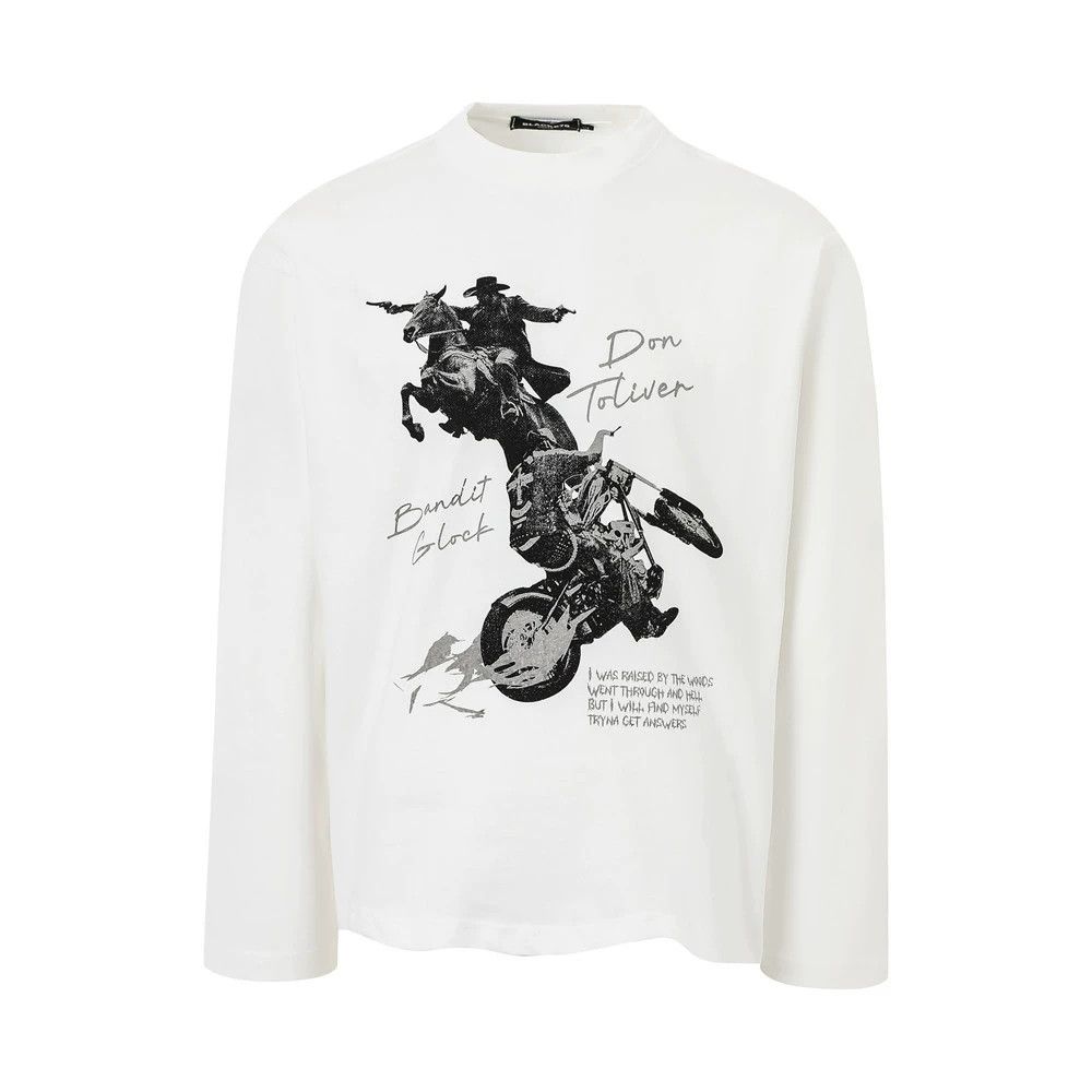 Vintage Retro men's casual knight print loose long-sleeved T-shirt Size US L / EU 52-54 / 3 - 1 Thumbnail