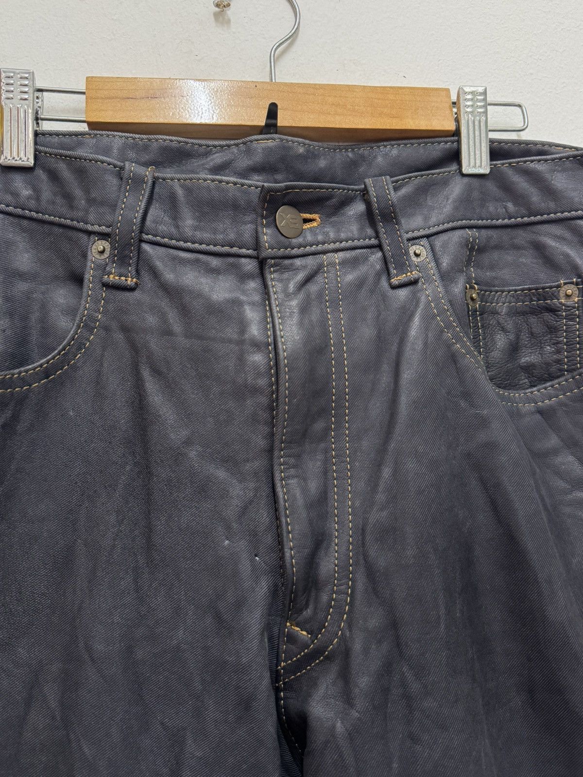 Vintage Explorer leather jeans Japan Size US 35 - 4 Thumbnail